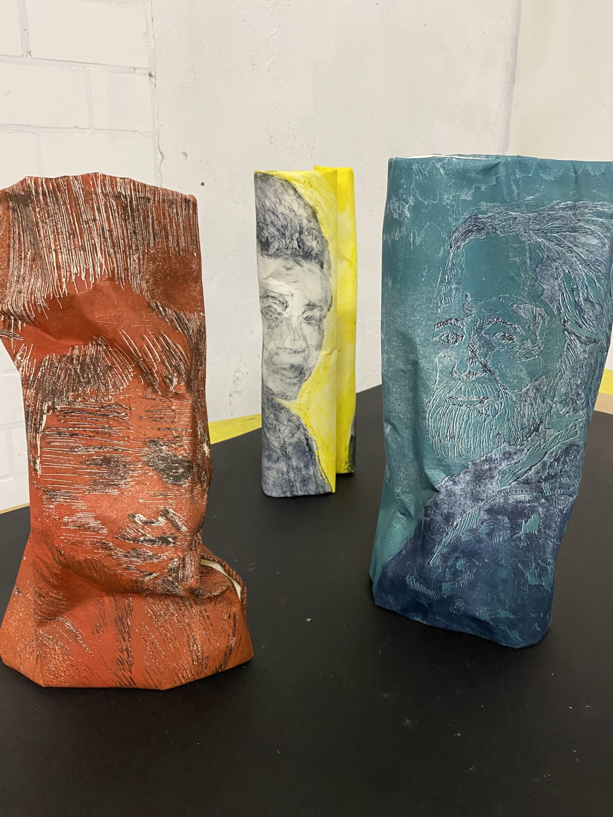 paper statues from aquatint and line etching prints